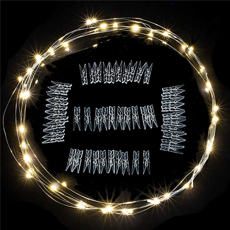 Photo Clip String Lights LED  Battery Operated Garland With Clothespins  Decorations