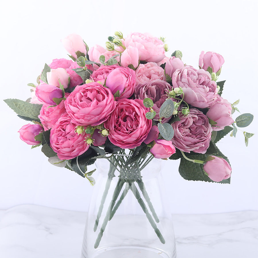 Pink Silk Peony Artificial Flowers for Home Wedding Decoration indoor