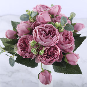 Pink Silk Peony Artificial Flowers for Home Wedding Decoration indoor