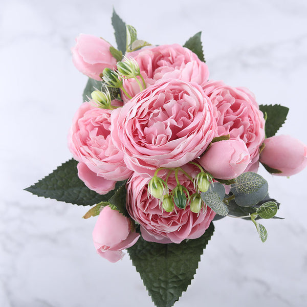 Pink Silk Peony Artificial Flowers for Home Wedding Decoration indoor