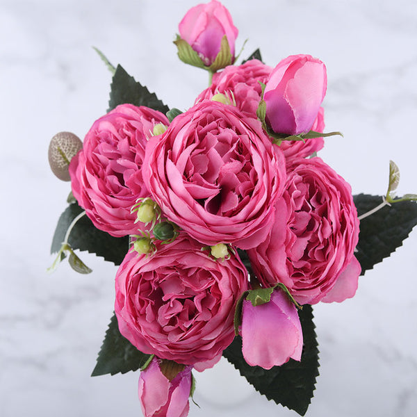 Pink Silk Peony Artificial Flowers for Home Wedding Decoration indoor