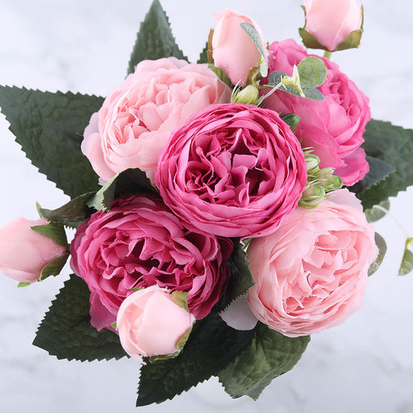 Pink Silk Peony Artificial Flowers for Home Wedding Decoration indoor