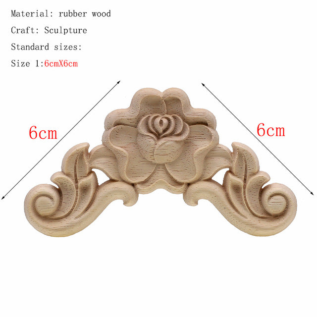 Unique Natural Floral Wood Carved Wooden Figurines Crafts  Wall Door Furniture Decorative