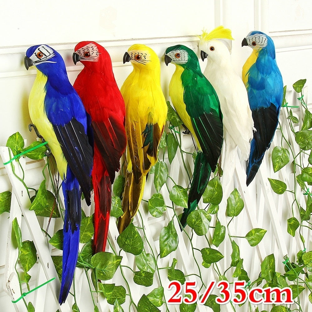 Handmade Simulation Parrot Creative Feather Lawn Figurine Ornament Animal Bird Garden