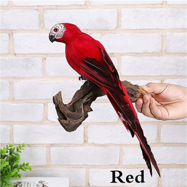 Handmade Simulation Parrot Creative Feather Lawn Figurine Ornament Animal Bird Garden