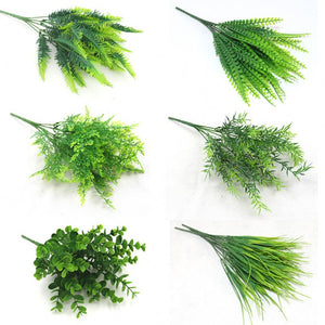Fork Artificial Plants Eucalyptus Grass Plastic  Green Leaves Fake Flower Plant Home Decoration