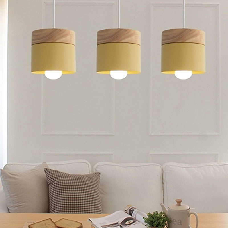 Pendant light Modern macaron Hanging Lights  Iron and wood decoration Pendant lamp