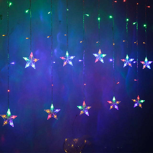 LED Deer Star Moon Curtain Light Christmas Garland String Fairy Lights  For Home
