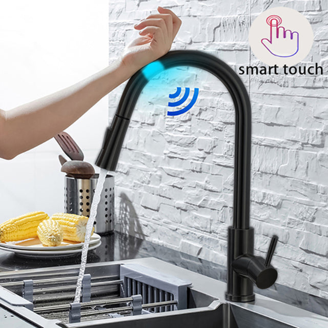 Kitchen Faucet Pull Out  Brushed Nickle Sensor Stainless Steel Tap Touch Control Sink Tap