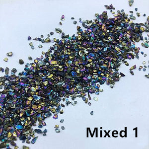 Fake Gold Stone Flakes Metallized Glass Beads For Resin Mold Filler Decoration
