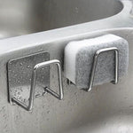 Kitchen Stainless Steel Sink Sponges Holder Drain Drying Rack Kitchen Wall Hooks Accessories