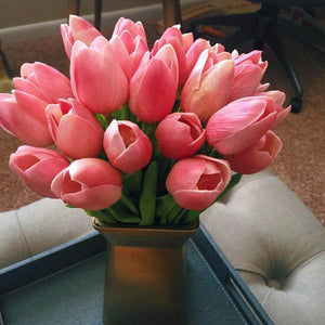 Tulip Artificial Flower Real Touch Artificial Bouquet Fake Flower for  Home Garden Decor