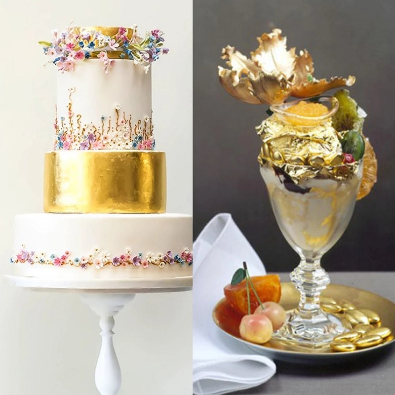 Sheets Imitation Gold Silver Foil Paper Leaf Gilding  Birthday Party Wedding Cake Dessert Decorations