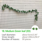 Green Silk Artificial Hanging Leaf Garland Plants Decoration Garden Party Decor
