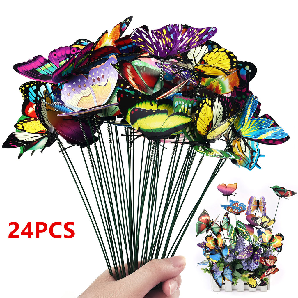 Butterflies Garden Yard Planter Colorful  Butterfly Stakes Decoracion  Flower Pots Decoration