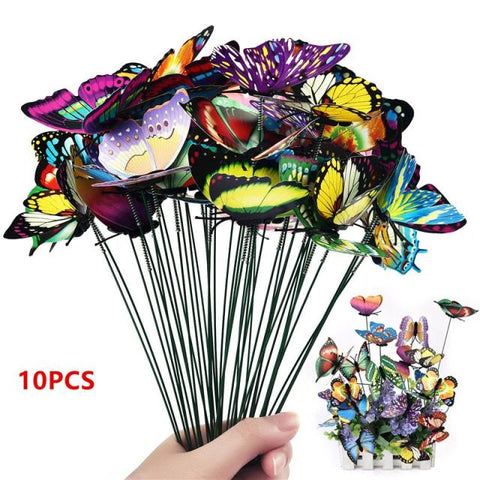 Butterflies Garden Yard Planter Colorful  Butterfly Stakes Decoracion  Flower Pots Decoration