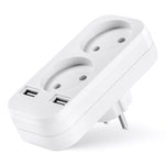 European style dual socket with dual USB 5V 2A output, plug adapter