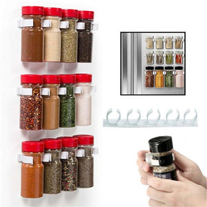 Spice Bottle Rack Kitchen Storage  Plastic Adhesive Clip  Door Hooks Jar Holder Tool