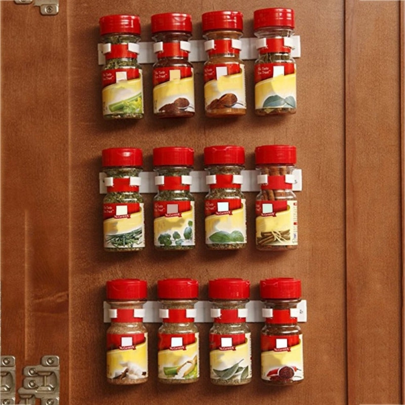 Spice Bottle Rack Kitchen Storage  Plastic Adhesive Clip  Door Hooks Jar Holder Tool