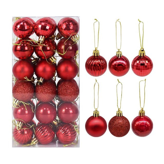 Rose Gold Plastic Christmas Balls Ornament 4cm Hang Pendant Ball Indoor