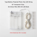 Photo Clip String Lights LED  Battery Operated Garland With Clothespins  Decorations