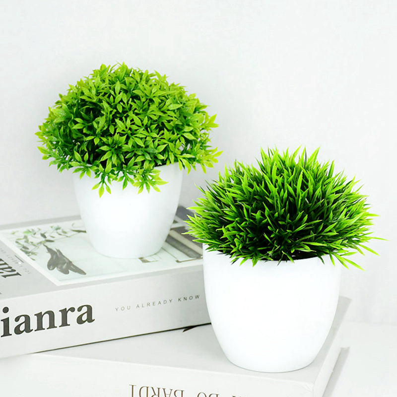 Artificial Plants Potted Green Bonsai Small Tree Grass Plants Pot  for Home Garden Decoration