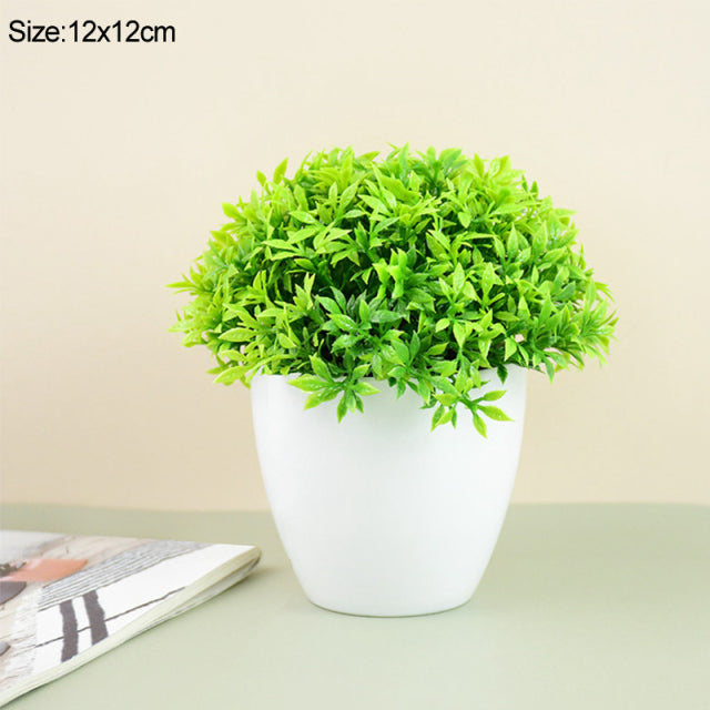 Artificial Plants Potted Green Bonsai Small Tree Grass Plants Pot  for Home Garden Decoration