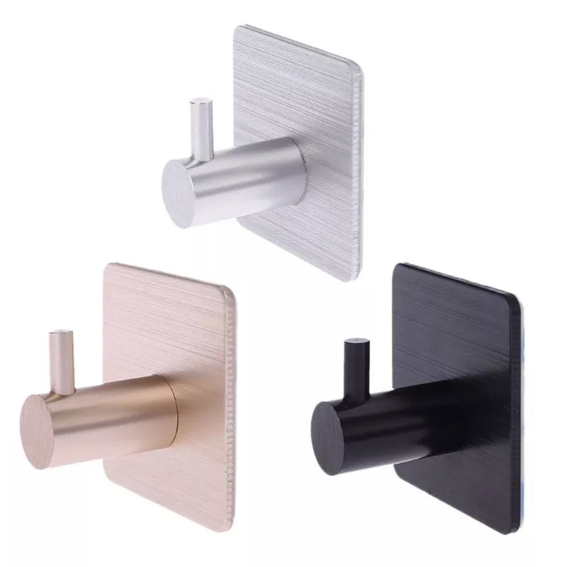 Stainless Steel Self Adhesive Wall Coat Rack Key Holder Rack Towel Hooks Bathroom Accessories