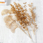 Three-pronged Fan Leaf Netting Artificial Gold For Home Decor