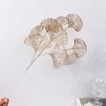 Three-pronged Fan Leaf Netting Artificial Gold For Home Decor