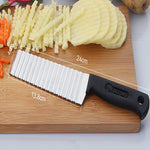 Stainless Steel Potato Chip Slicer Dough Vegetable Fruit Crinkle Wavy Slicer Knife