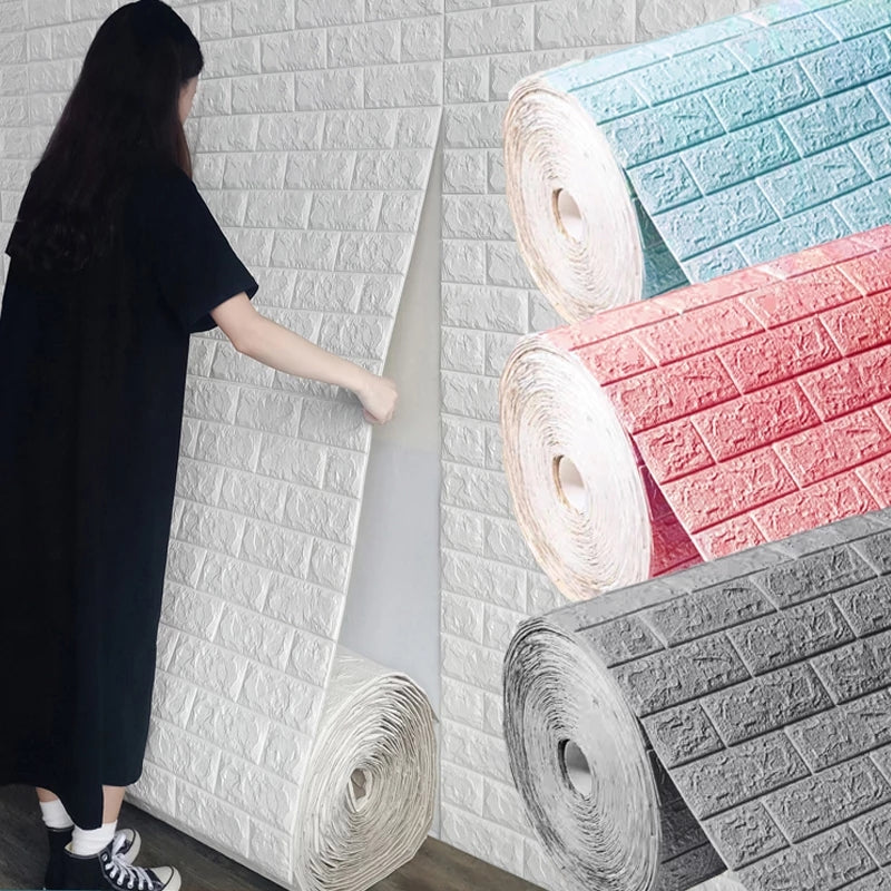 3D Self-Adhesive Wallpaper Waterproof Brick Wall Stickers Living Room Bedroom