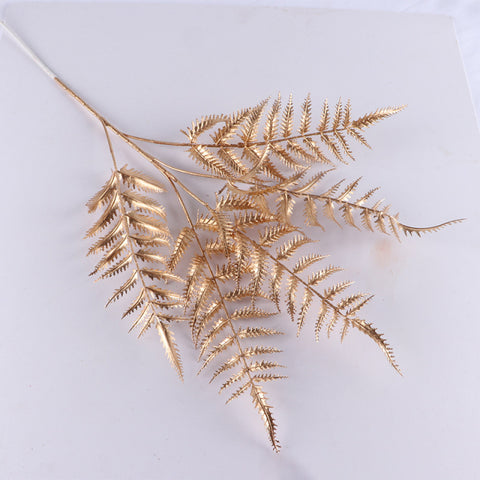 Three-pronged Fan Leaf Netting Artificial Gold For Home Decor