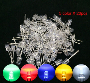 LED Diode 5 mm Assorted Kit White Green Red Blue  Purple Warm white DIY Light Emitting Diode