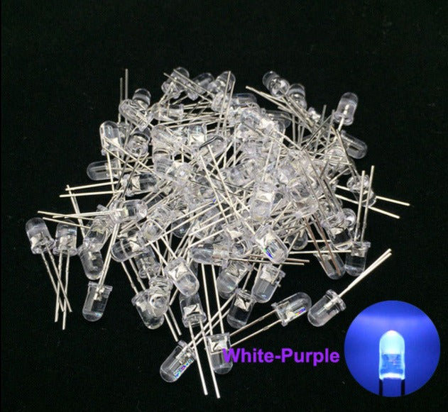 LED Diode 5 mm Assorted Kit White Green Red Blue  Purple Warm white DIY Light Emitting Diode