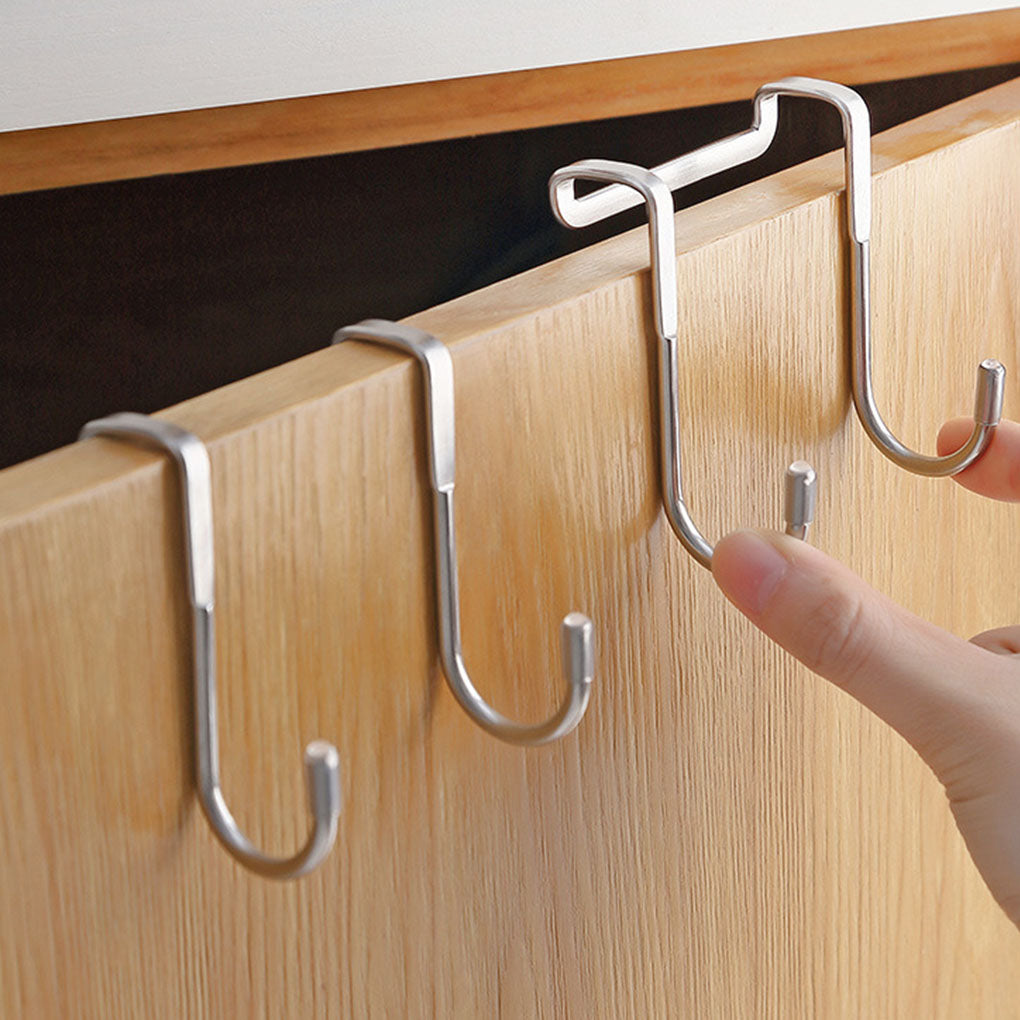 S-type Door Hanger Hook Stainless Steel Free Punching Cabinet Door Clothes Hook Door