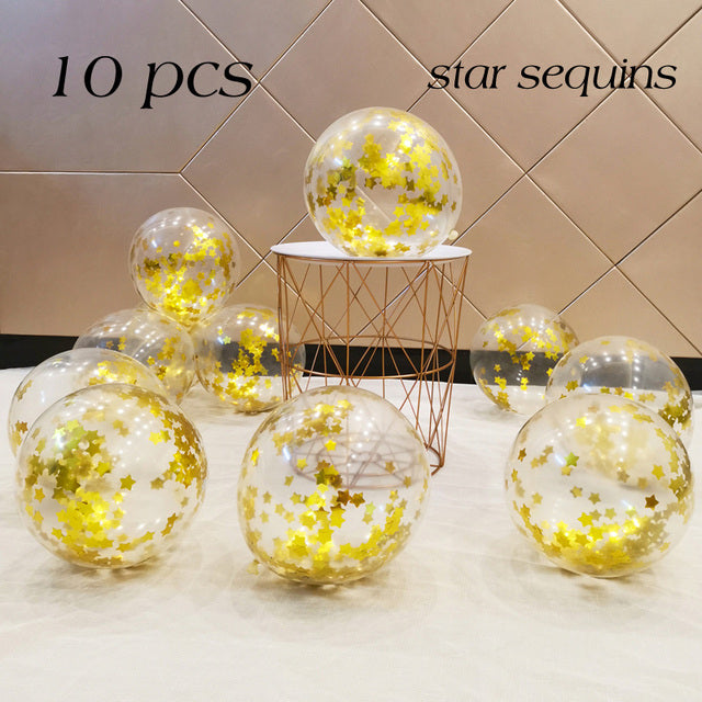 Star Confetti Balloons Metallic Confetti Latex Transparent Ballon  Birthday Party Wedding Decoration