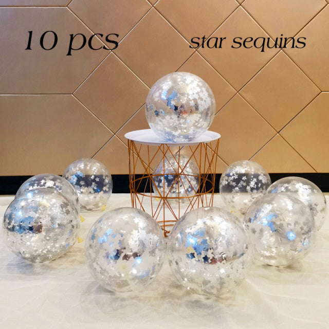 Star Confetti Balloons Metallic Confetti Latex Transparent Ballon  Birthday Party Wedding Decoration