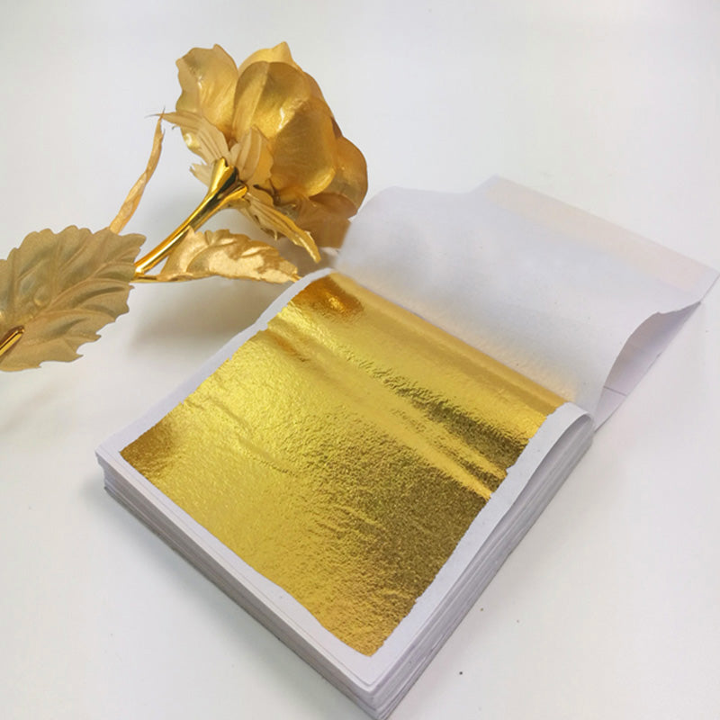 Sheets Imitation Gold Silver Foil Paper Leaf Gilding  Birthday Party Wedding Cake Dessert Decorations