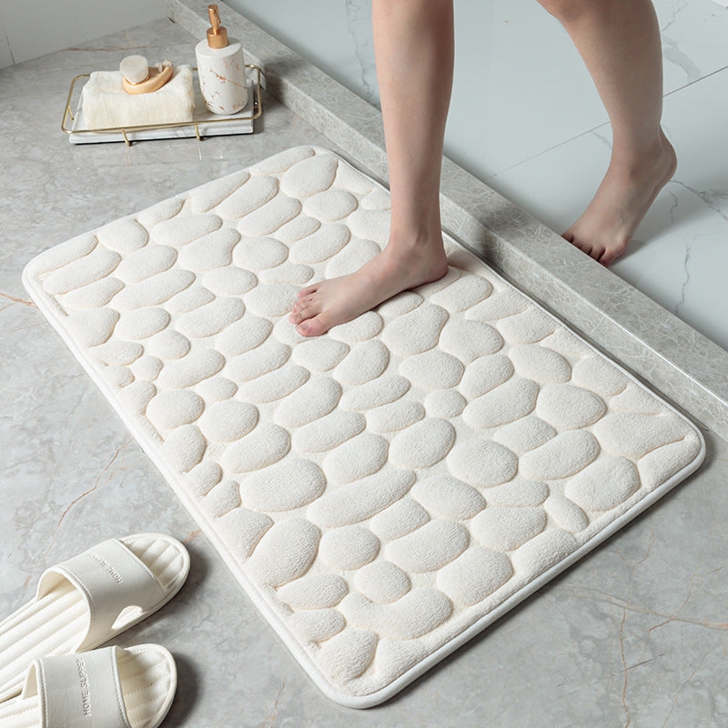 Cobblestone Embossed Bathroom Bath Mat Non-slip Carpets In Wash Basin Bathtub Side