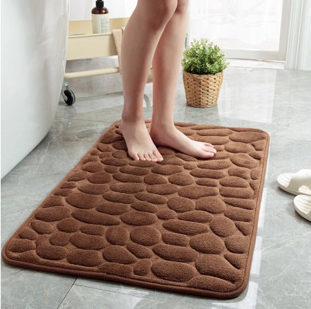 Cobblestone Embossed Bathroom Bath Mat Non-slip Carpets In Wash Basin Bathtub Side