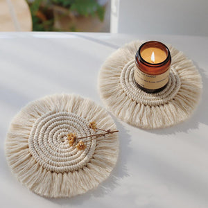 Home Creative Cotton Braid Coaster Handmade Macrame Cup Cushion Mat