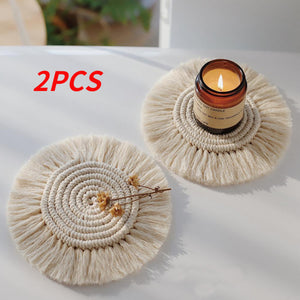 Home Creative Cotton Braid Coaster Handmade Macrame Cup Cushion Mat