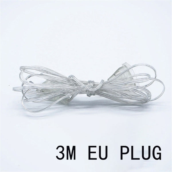 Standard Plug Led Light String 3M/5M Cable Plug Transparent Led light string Extension Standard Power ...