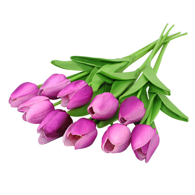 Tulip Artificial Flower Real Touch Artificial Bouquet Fake Flower for  Home Garden Decor