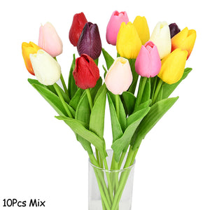 Tulip Artificial Flower Real Touch Artificial Bouquet Fake Flower for  Home Garden Decor