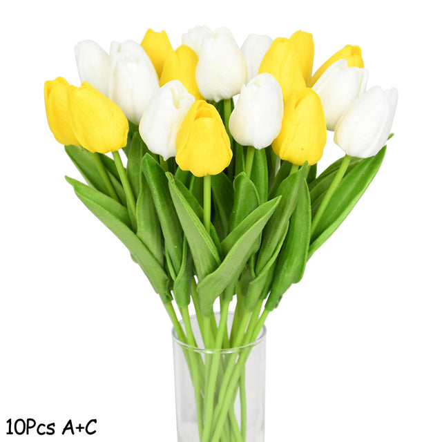 Tulip Artificial Flower Real Touch Artificial Bouquet Fake Flower for  Home Garden Decor