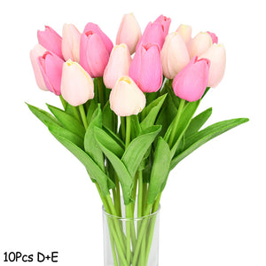 Tulip Artificial Flower Real Touch Artificial Bouquet Fake Flower for  Home Garden Decor