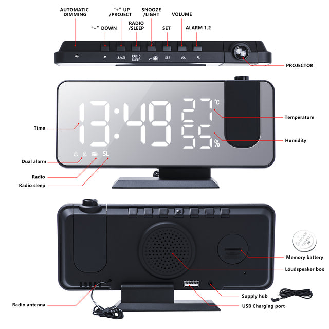 FM Radio LED Digital Smart Alarm Clock Watch Table Electronic Desktop Clocks