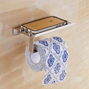 Stainless Steel Toilet Paper Holder Bathroom Wall Mount WC Paper Phone Holder